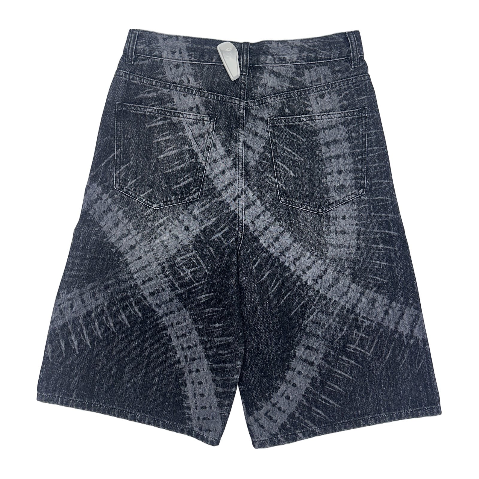 Printed Denim Jorts — Washed Black, view 2