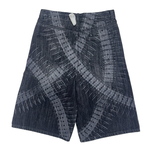 Printed Denim Jorts — Washed Black, view 2