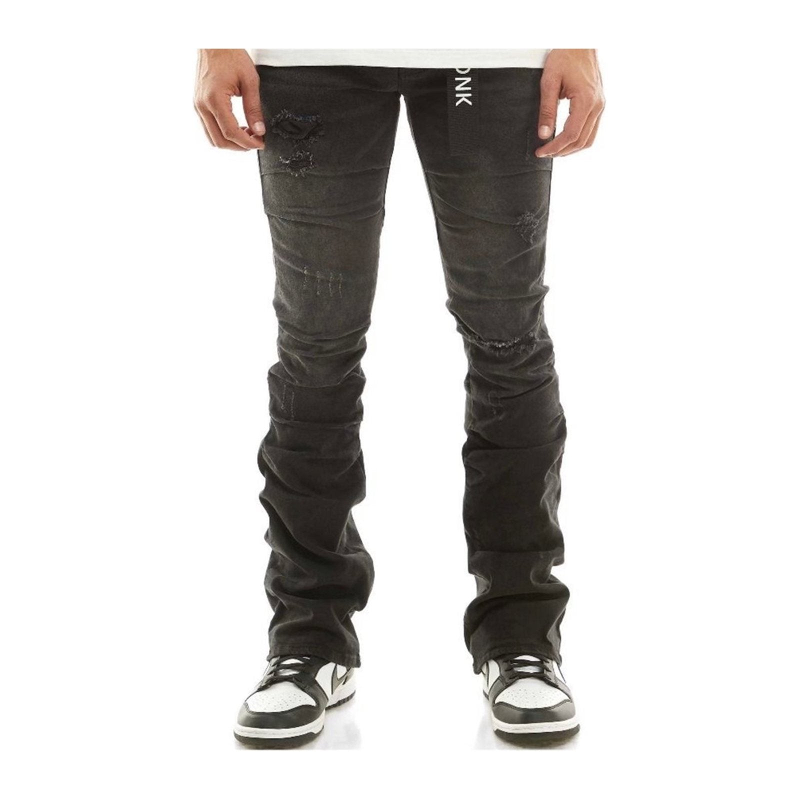 KDNK Pleated Skinny Flare Jean — Black