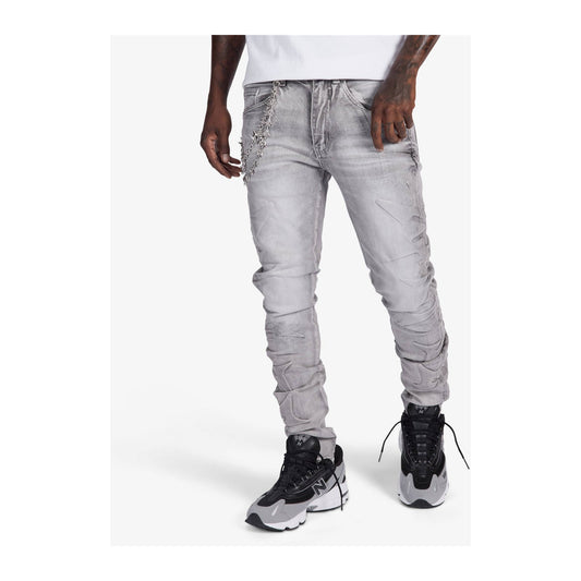 Melee "Ninja" Embossed Skinny Jean — Grey