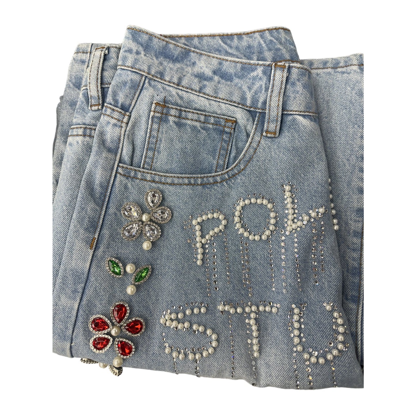 Politics "Quin 385" Embellished Jean — Light Blue