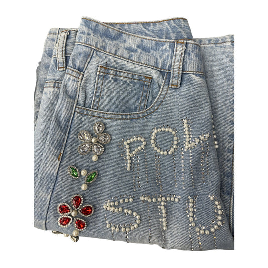 Politics "Quin 385" Embellished Jean — Light Blue