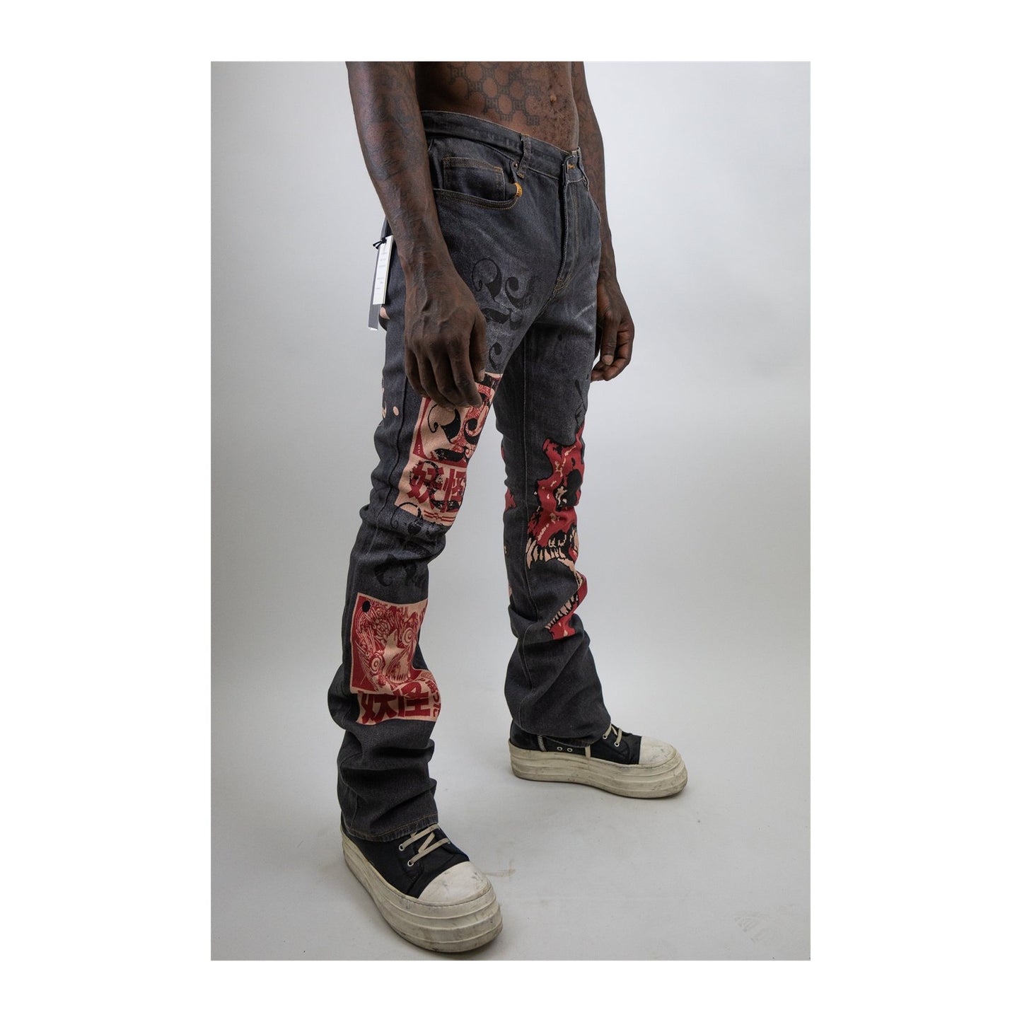 Armor Jeans RM200SK Graphic Stacked Jean — Black Wash, view 3