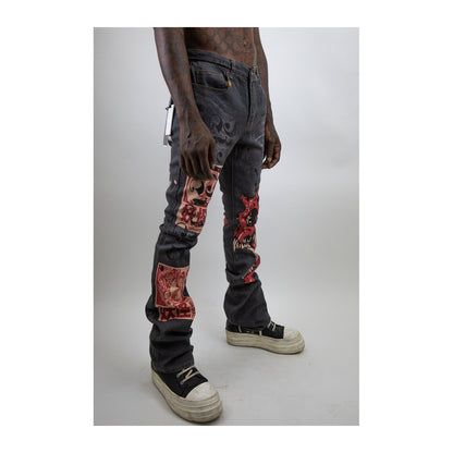 Armor Jeans RM200SK Graphic Stacked Jean — Black Wash, view 3