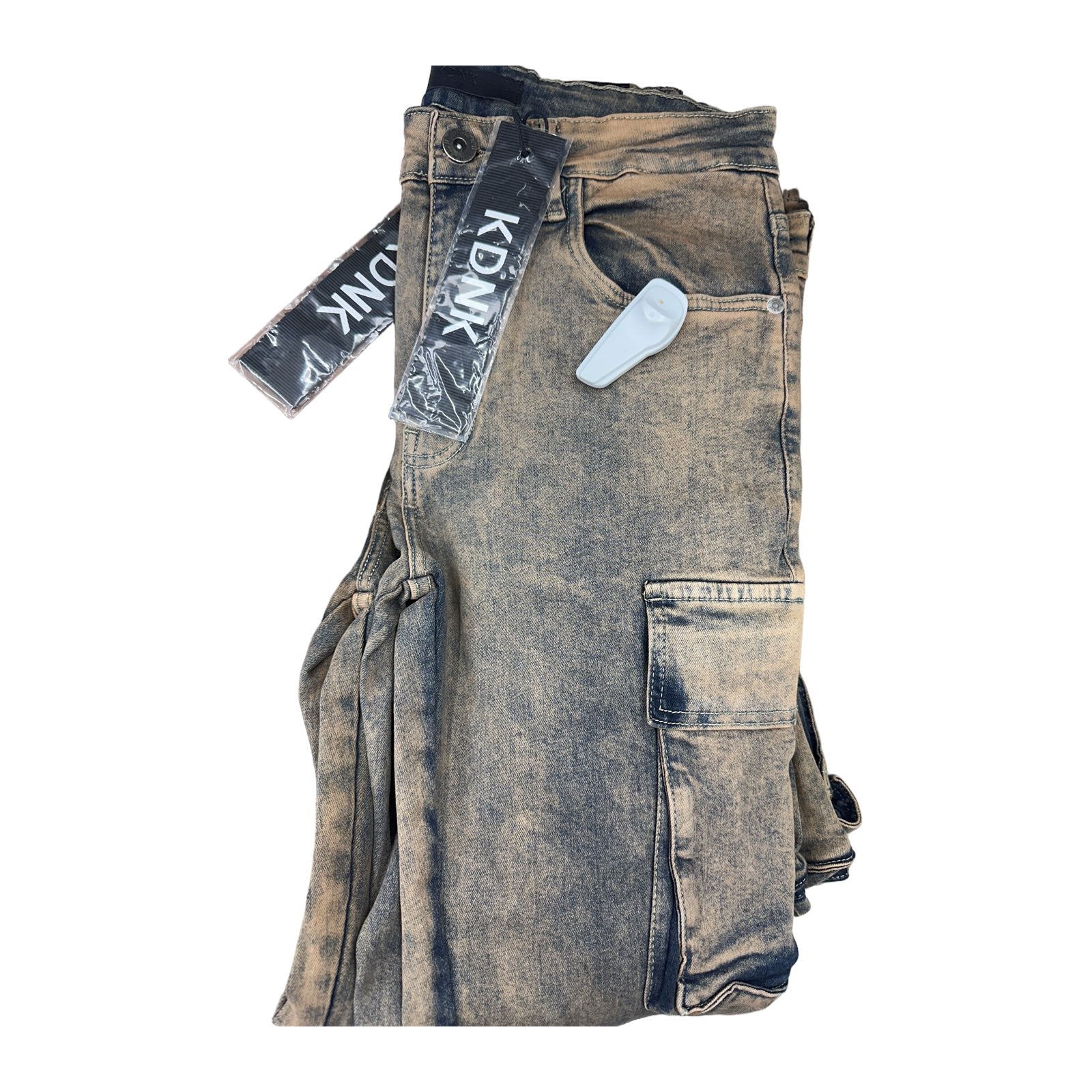 KDNK Acid Wash Cargo Jean — Brown