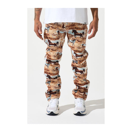 Serenede "Stride" Straight Leg Jean — Western Horse Print, view 2