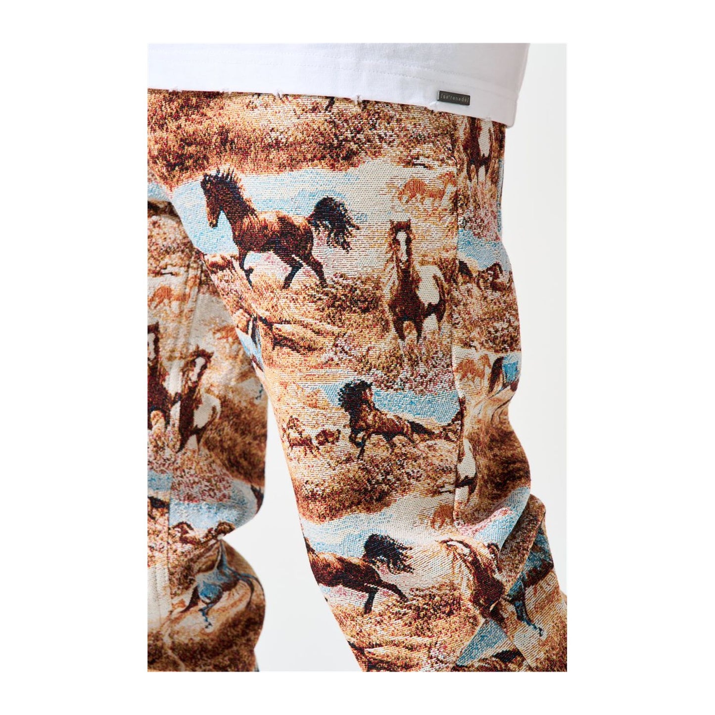 Serenede "Stride" Straight Leg Jean — Western Horse Print, view 3