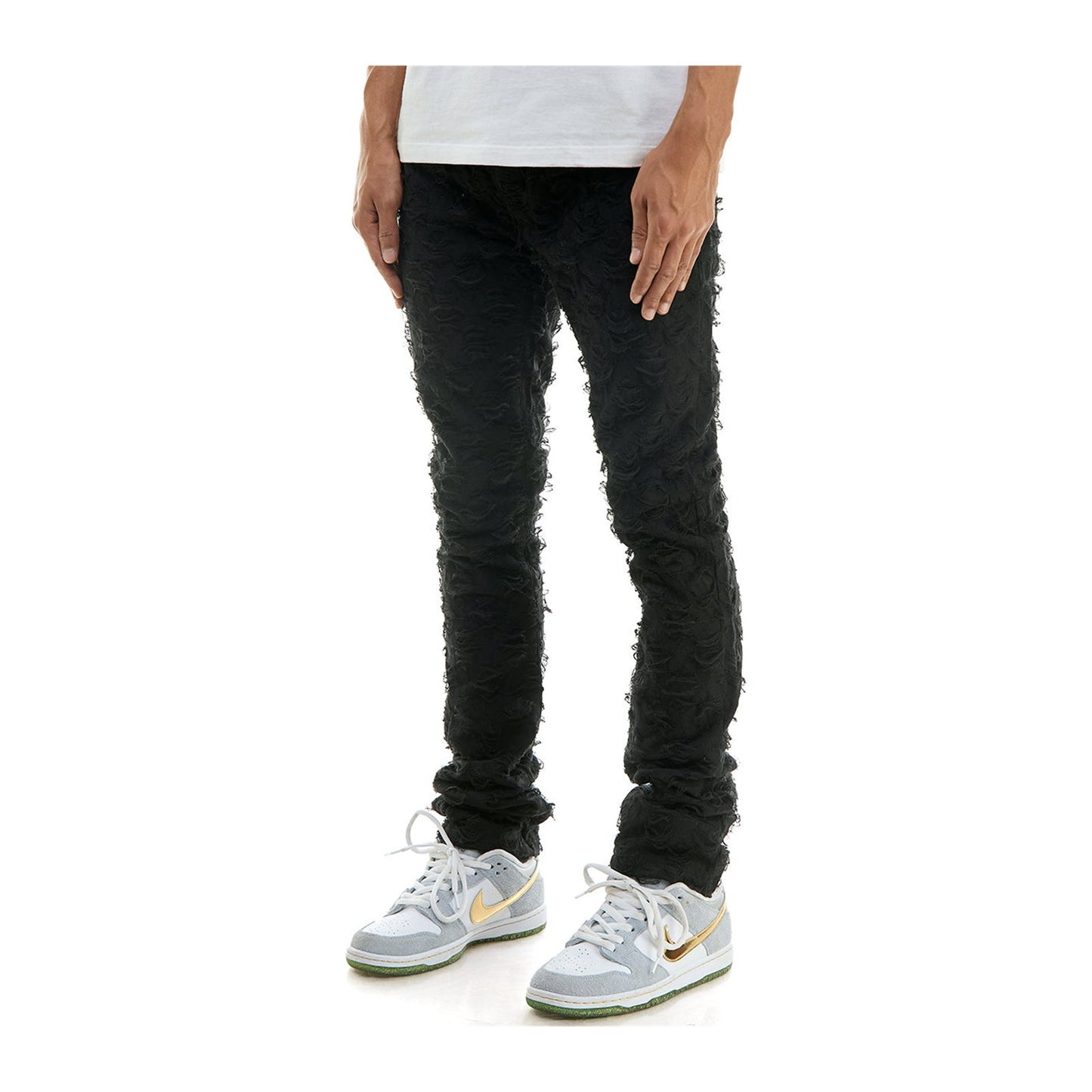 KDNK Stacked Net Pant — Black, view 2