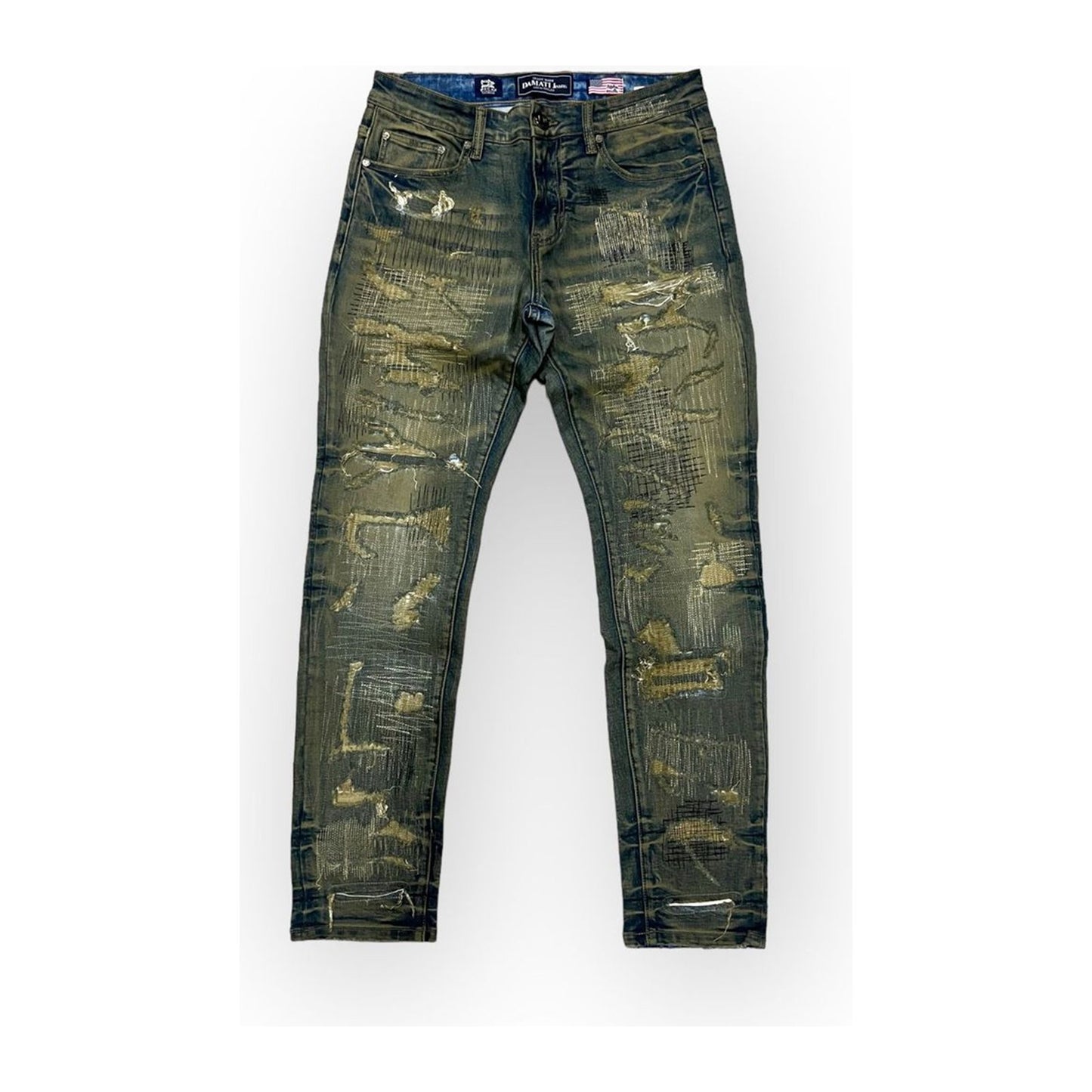 Damati "Santiago" Stretch Denim — Dark Dirty Blue, view 3