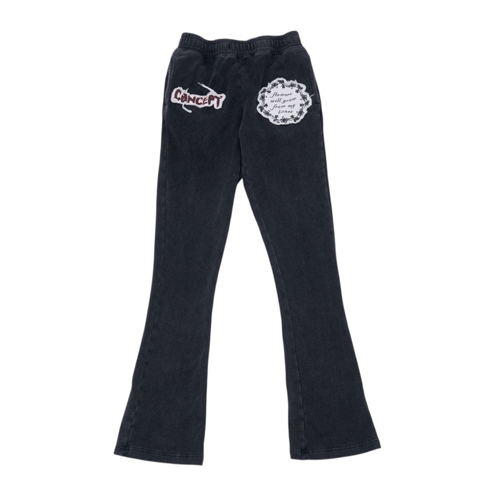Concept "Flowers" Flared Sweatpant — Black