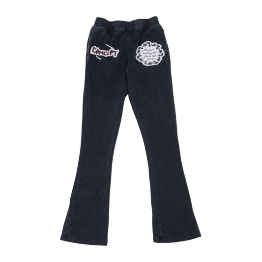 Concept "Flowers" Flared Sweatpant — Black