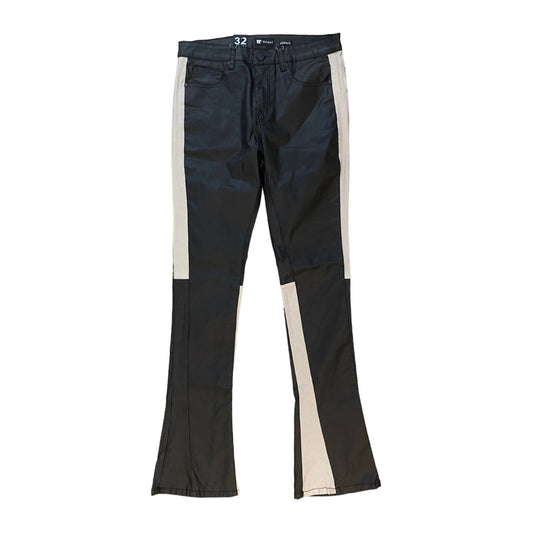 Waimea Stacked PU Coated Jean — Black/Grey