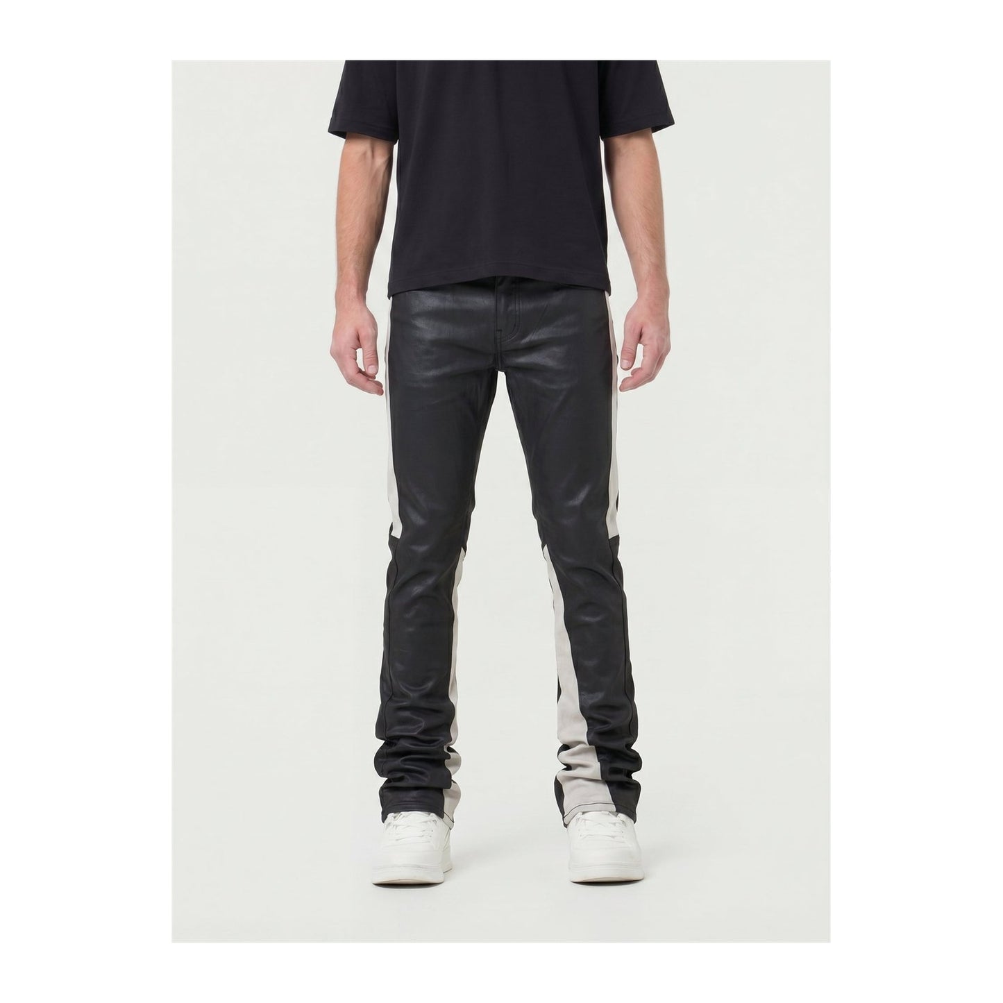 Waimea Stacked PU Coated Jean — Black/Grey, view 6