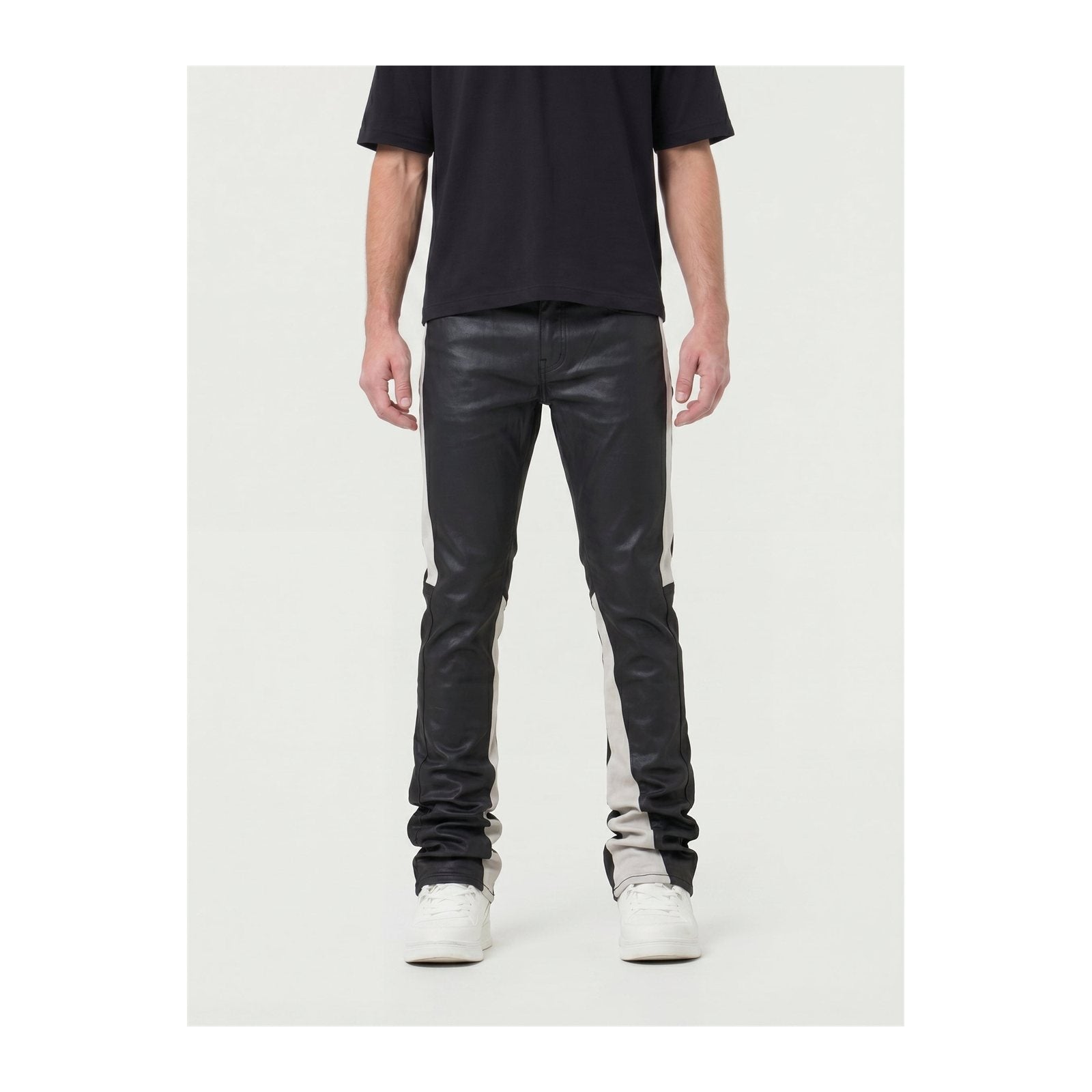 Waimea Stacked PU Coated Jean — Black/Grey, view 6