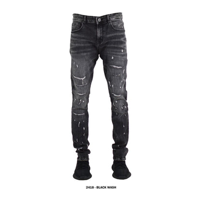 Focus 2418 Slim Taper Jean — Black Wash, view 2
