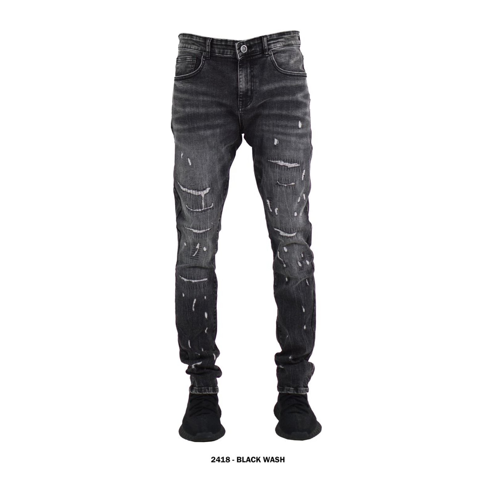 Focus 2418 Slim Taper Jean — Black Wash, view 5
