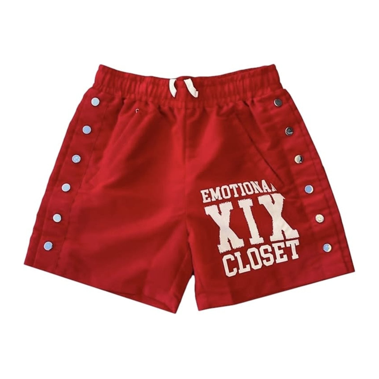 mixed emotion backyard shorts red