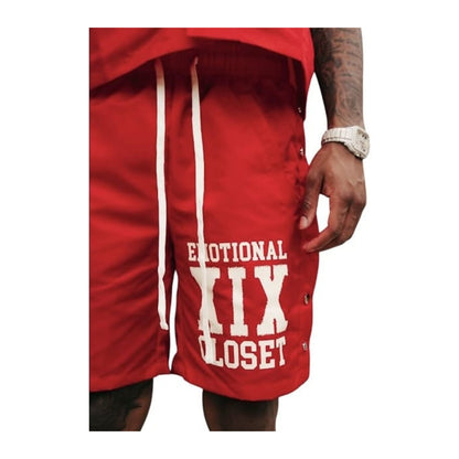 mixed emotion backyard shorts red