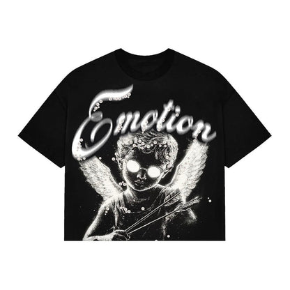 mixed emotion pearl cropped tee black