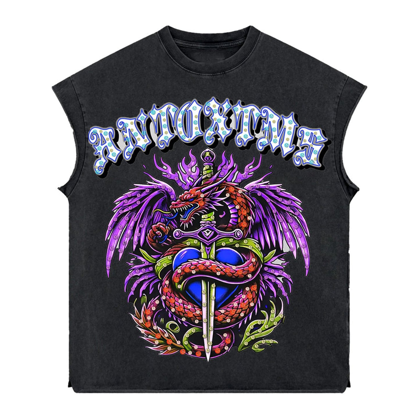 ANTOXTMS ‘Anto 1975’ Rhinestone Sleeveless Shirt — Black